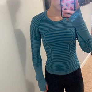 Striped turquoise blue lulu lemon long sleeve